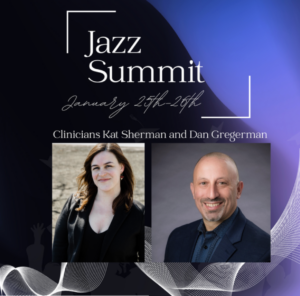 Valley Vocal Jazz Summit poster featuring guest artist Kat Sherman and Dan Gregerman.
