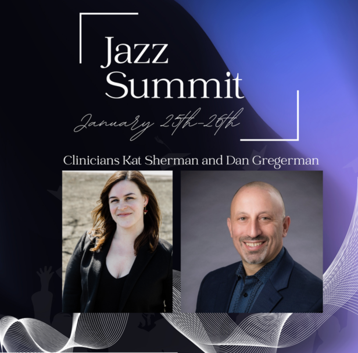 Valley Vocal Jazz Summit poster featuring Kat Sherman and Dan Gregerman.